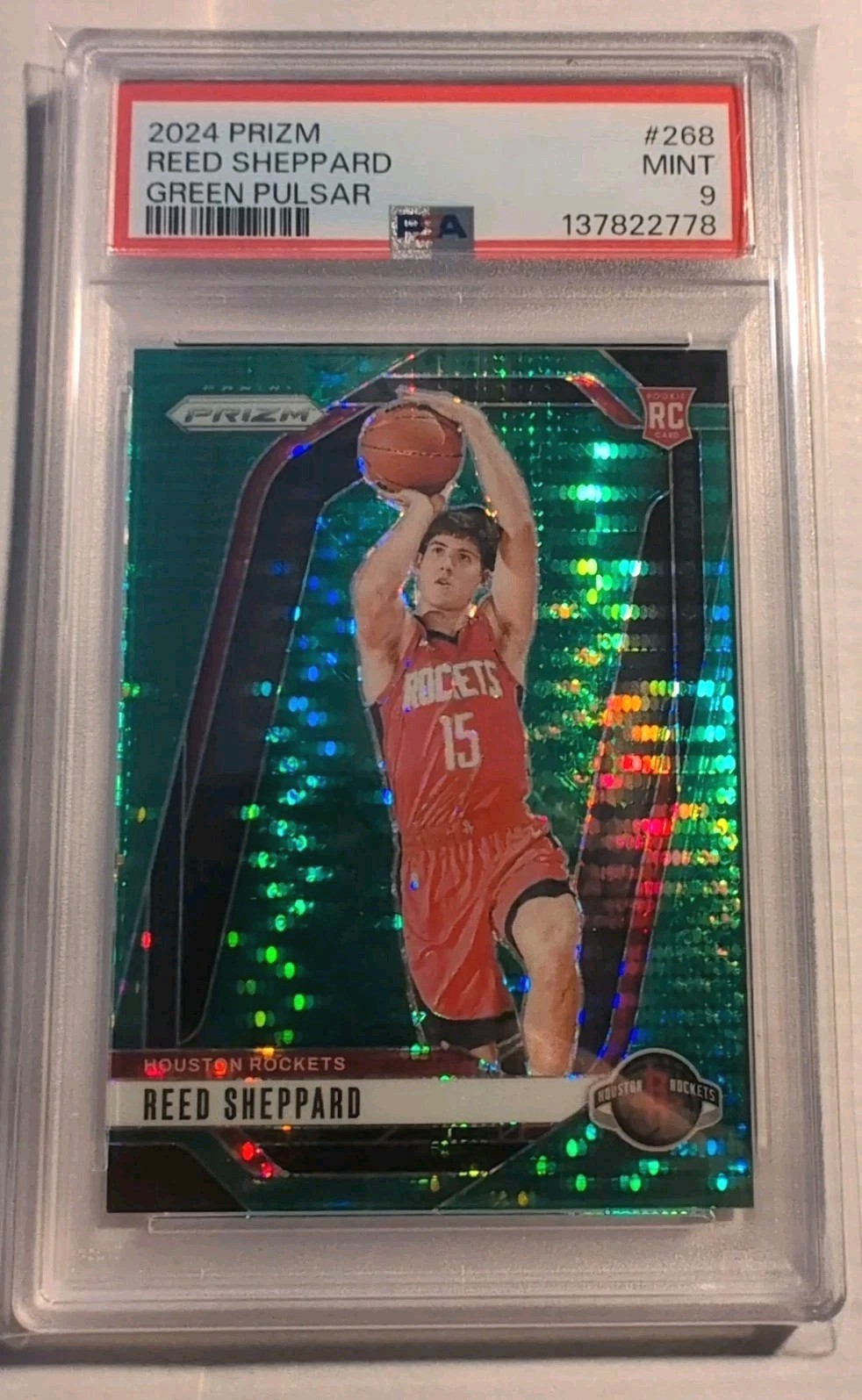 2024-25 Prizm Reed Sheppard Green Pulsar RC #268 PSA Mint 9 (16/25) Pop 2 🔥