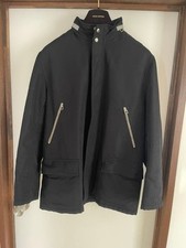 HERMES Men's Black Coat M Size Wool Classic Outerwear Excellent Condition