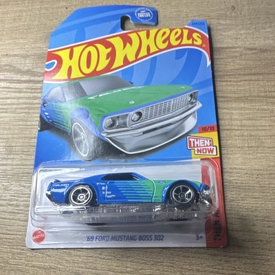 Hot Wheels Then and Now 1969 Ford Mustang Boss 302 Blue/Green 1:64 Diecast Car