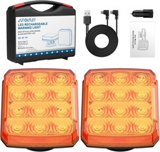 2pcs 12LED Wireless Flashing Beacon Lights Emergency Warning Magnetic Hazard