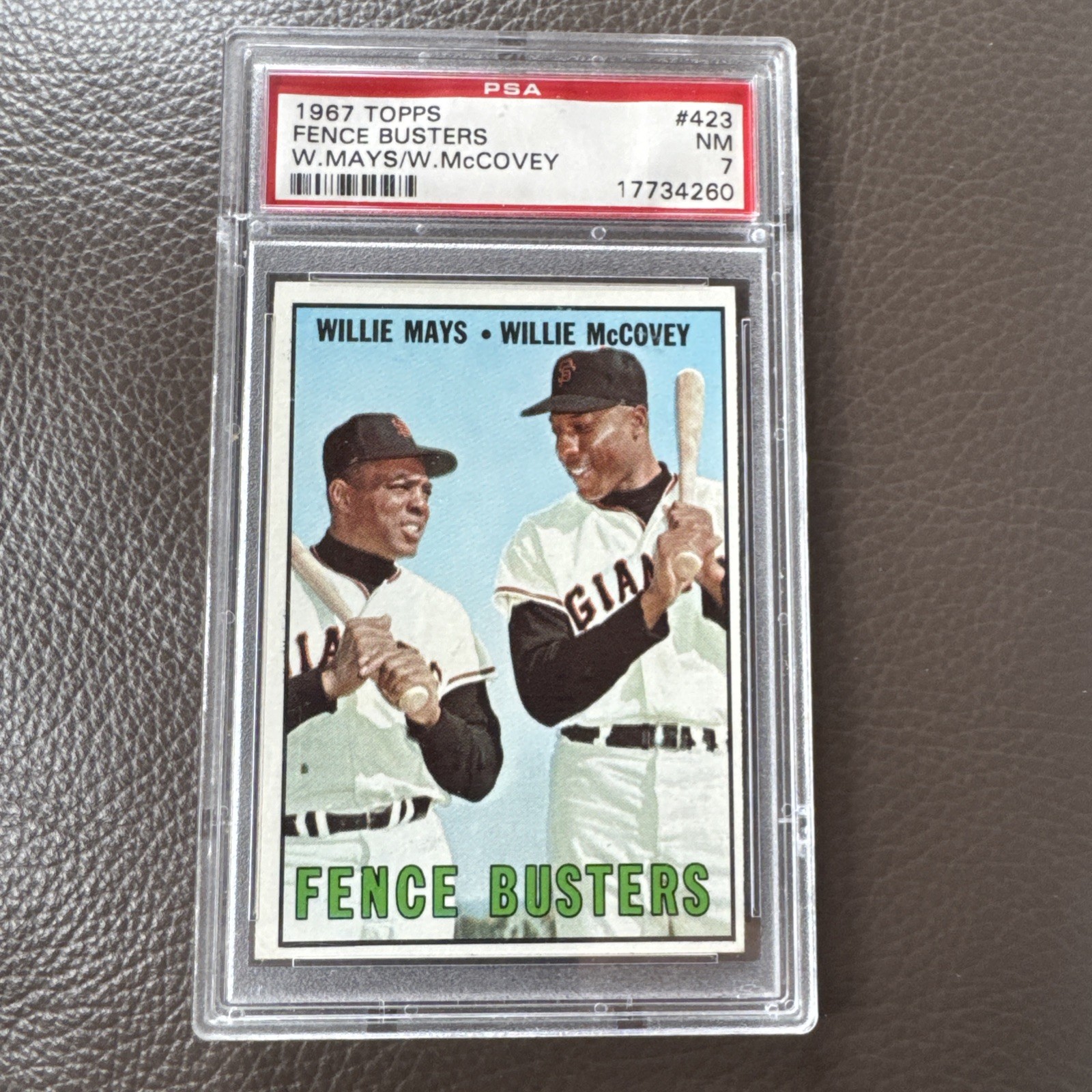 1967 TOPPS 423 Fence Busters Willie Mays PSA 7