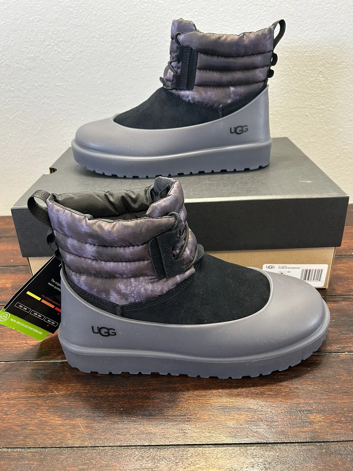 UGG Classic Mini Lace-up Weather Smokescreen Black Boots Men’s Size 9 1143990