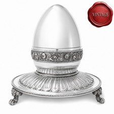 FABERGET Dekoratives Vintage Ei Zum &Ouml;ffnen Geschnitzt Auf L&ouml;wenfu&szlig; Base