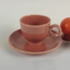 Vintage Fiesta Ware Tea Coffee 8oz Cup/Saucer Homer Laughlin Rose Original Color