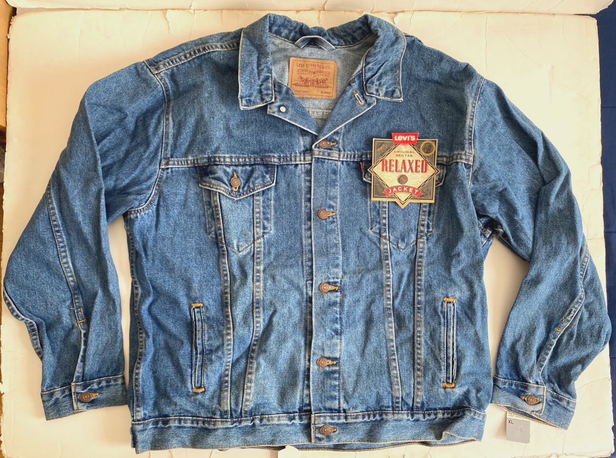 Vintage NOS Levi Strauss Blue Denim Jacket Patch Levi's Jeans Red