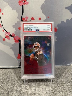Panini 2025 Origins Shedeur Sanders Browns RC Holo Red /50 #107 PSA 9