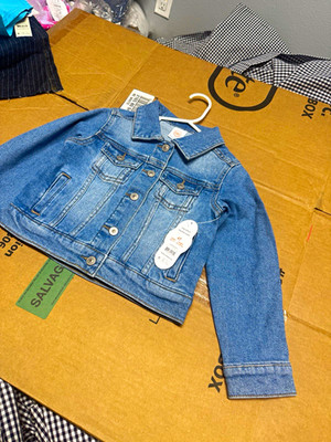 Wonder Nation Blue Denim Jacket 4T Unisex Kids Button Front Long Sleeve Pockets
