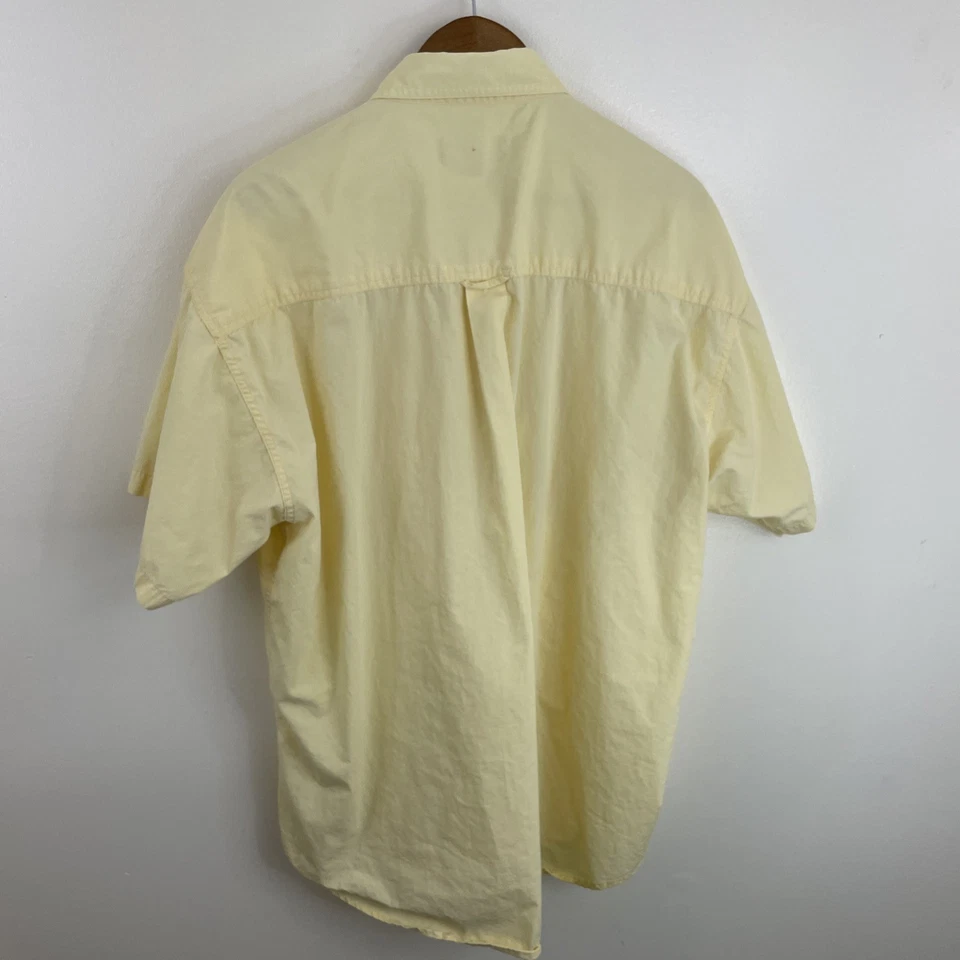 VTG Chaps Ralph Lauren Shirt Mens XL Yellow Short Sleeve Button Down Cotton * - Image 2 of 4