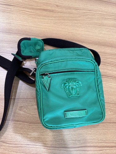 Versace Green Nylon Medusa Crossbody Messenger Bag Purse - Picture 1 of 6