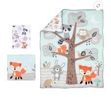 NEW Bedtime Originals 3pc Crib Bedding Set Woodland Friends Gray/White