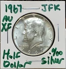 1967 Kennedy Silver Half Dollar About Uncirculated 40% Silver - No Mint Mark 26D