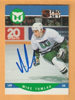 Mike Tomlak Hartford Whalers AUTO Signed 1990-91 Pro Set card