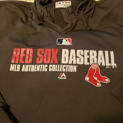 Boston Red Sox Hoodie Mens XL Gray MLB Majestic Therma Base