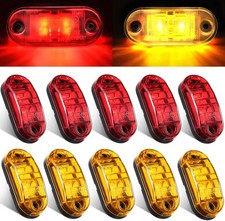 10 Pcs 2.5" LED Trailer Lights 2 Diode Waterproof LED Trailer Side Marker Oval S