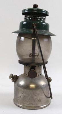 1940's Coleman 242B Nickel Plated Single Mantle Lantern Sunburst Logo Vintage