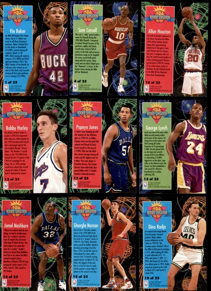 1994-95 Fleer Basketball Rookie Sensation Complete Your Set #1-25 You Pick! - Image 2 of 4