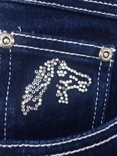 70  s 80  s NEW Jordache Denim Skirt Rhinestone Horse Embroidered Logo 30W RARE