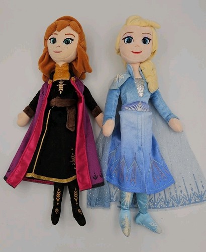 Lot of 2 Ty Beanie Babies Sparkle Disney Frozen 2 Elsa & Anna Plush Doll 15"