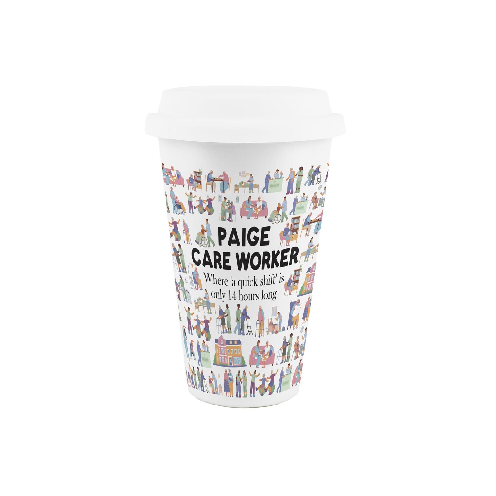 Personalised Care Worker Ceramic Travel Mug - Gifts for Healthcare Staff