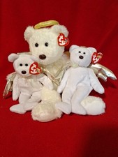 Ty 14" Halo II (the 2nd angel bear) Beanie Buddy PLUS Two Halo II Beanie Babies!