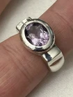 Vintage Modern Heavy 925 Sterling Silver Amethyst Ring Sz7, 11.8g