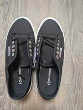 Superga 2750 Cotu Classic Sneakers - Black White Unisex M 6.5, W 8 New No Box