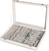Ring Organizer Tablett 100 Slots Mit Klarem Deckel Samt Aufbewahrungsbox