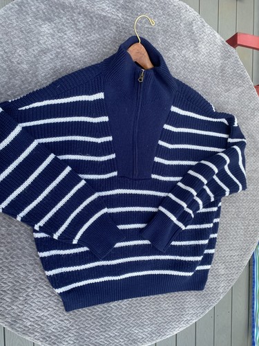 Faherty XL sweater navy and white stripped sweater womens - Picture 3 of 5