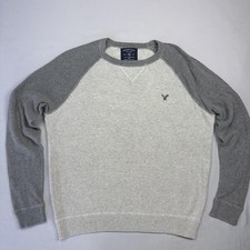 American Eagle Outfitters Sweater Mens Medium Gray Waffle Knit Raglan Crewneck