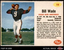 1962 Post Cereal #119 Bill Wade Bears Vanderbilt 5 - EX