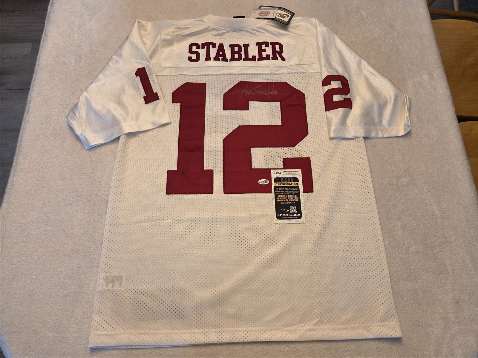 KEN STABLER signed ALABAMA licensed jersey JSA COA SIZE LARGE RAIDERS 