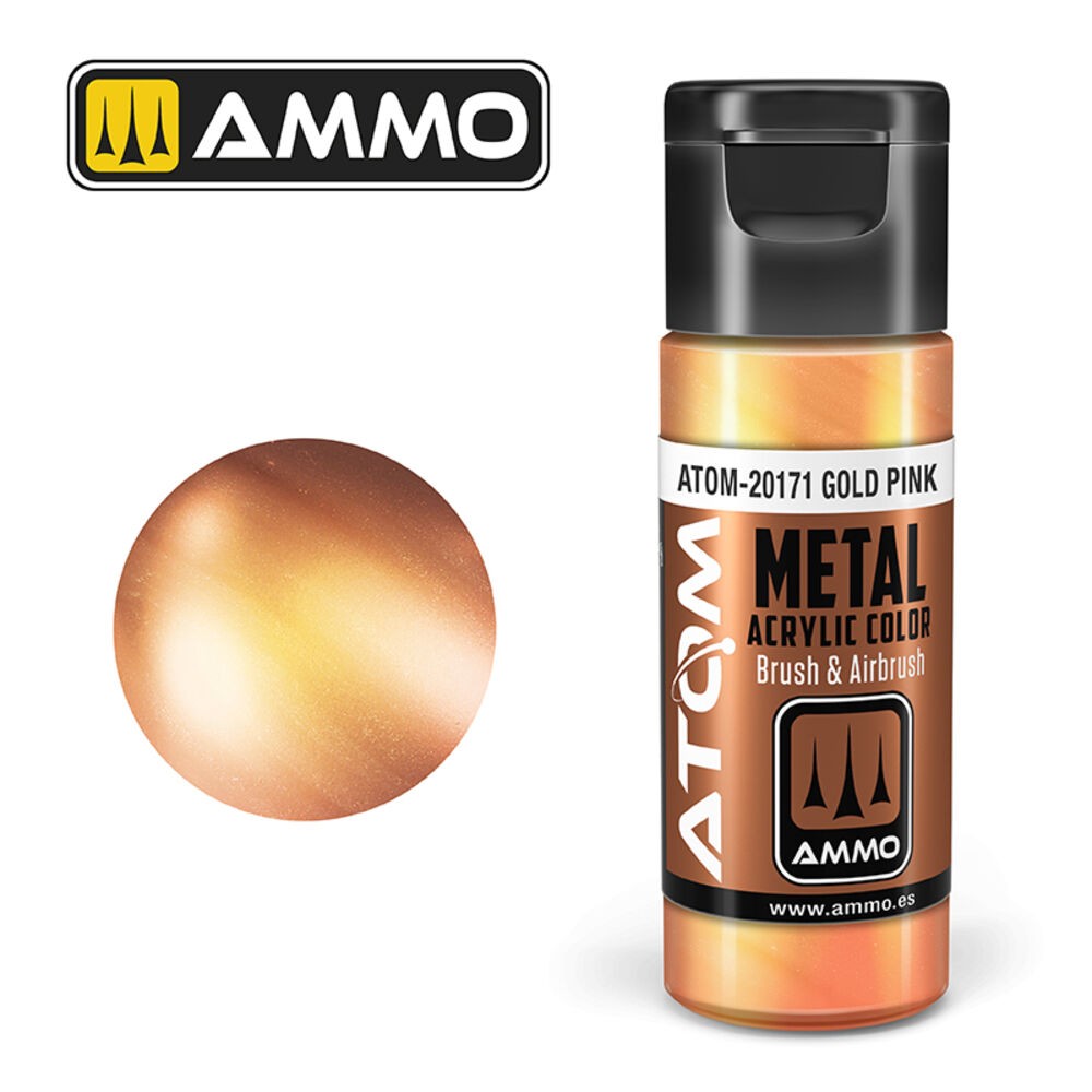 Ammo Mig Atom-20171 - Atom Metallic Gold Pink 20ml - New
