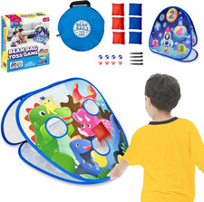 2 In-1 Dinosaur and Spaceship-Themed 27-Inch Bean Bag Toss Game Set for for 1-2
