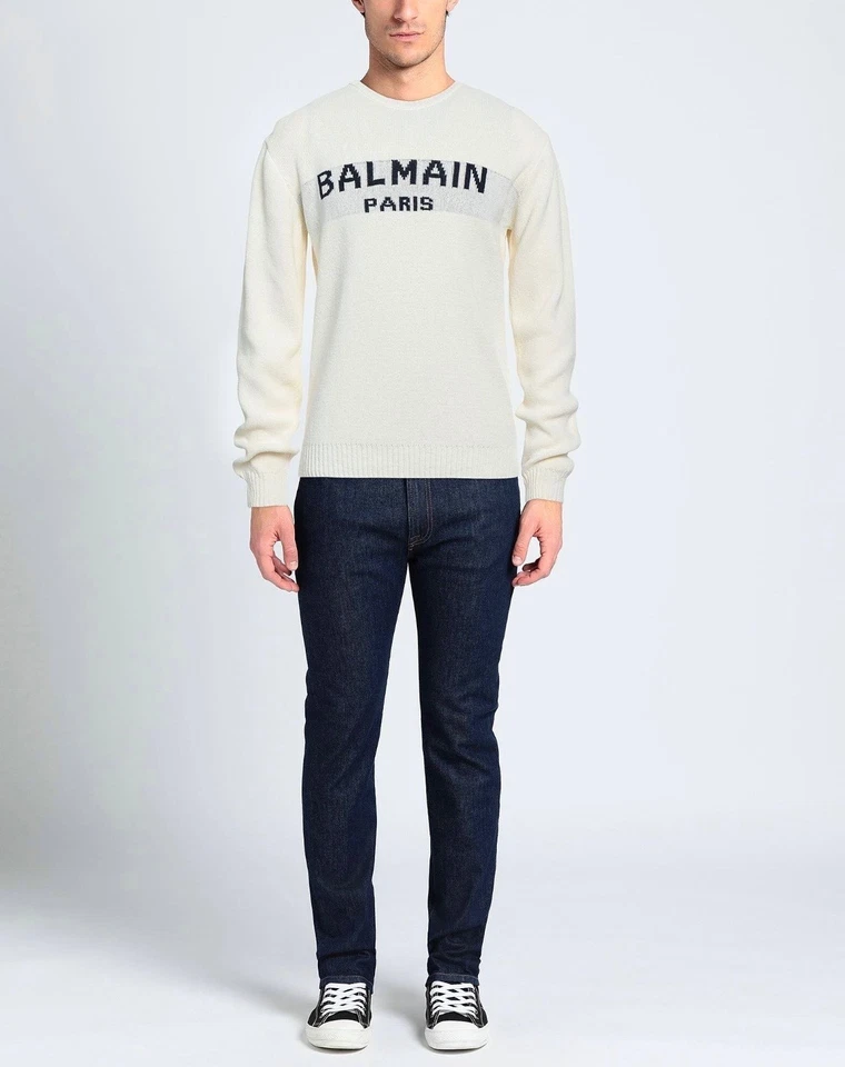 Balmain Logo Sweater Cardigan Crewneck Ivory White XS/S NWT - Image 2 of 3