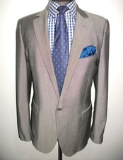 GIEVES HAWKES MOHAIR BOATING BLAZER JACKET 42 Tonic Grey WOOL SUIT SPORTS COAT