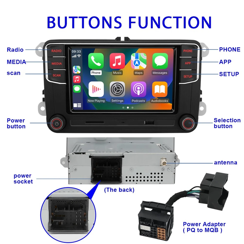 6.5" NONAME RCD440 PRO RCD330 Carplay Android Auto Radio Für VW Touran Sharan PQ - Bild 2 von 4