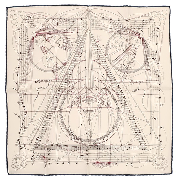 HERMES 45 CARRE Gavroche Silk Scarf Multicolor LA MUSIQUE DES SPHERES PF12V5