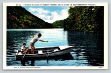 Hungry Mother State Park VA Fishing Lake Vintage Chrome Postcard