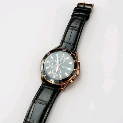 Sekonda 1051 BPT Herren Armbanduhr Schwarz & Roségoldfarben Chronograph 5ATM 