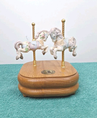 Carousel Collection 2 HORSE Carousel Music Box Up Down Motion Tested Works