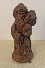 RED MILL MFG USA Wooden Detailed Carved Santa Figurine Vintage 6.75" x 2.75"READ