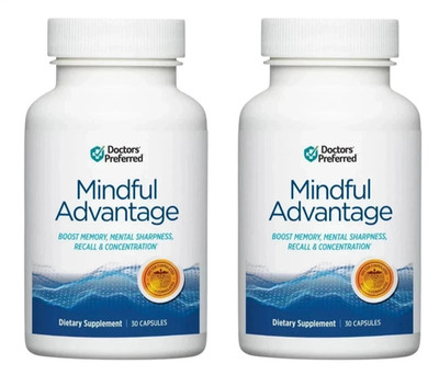 2 Pack Mindful Advantage Brain Memory Focus Supplement - 30 Caps - Expiry 2028