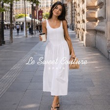 ZARA WOMAN SS26 WHITE CORSET-STYLE POPLIN MIDI DRESS ALL SIZES 2804/035/250