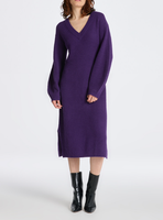 Gant Damen Kleid V-Ausschnitt Strickkleid Wolle Mix Lila Gr. Xs 4502068