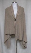 SOFIA CASHMERE Light Brown Cable Knit Wrap Shawl Scarf SOFT 100 Cashmere