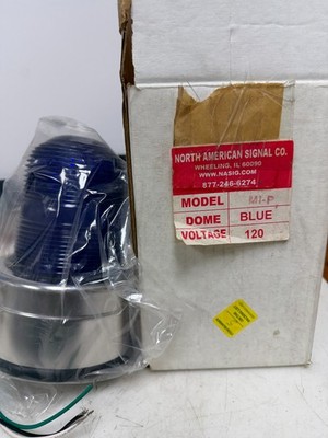  NEW NORTH AMERICAN SIGNAL BLUE FLASHING/STROBE SIGNAL LIGHT 120 VAC MIP-ACB