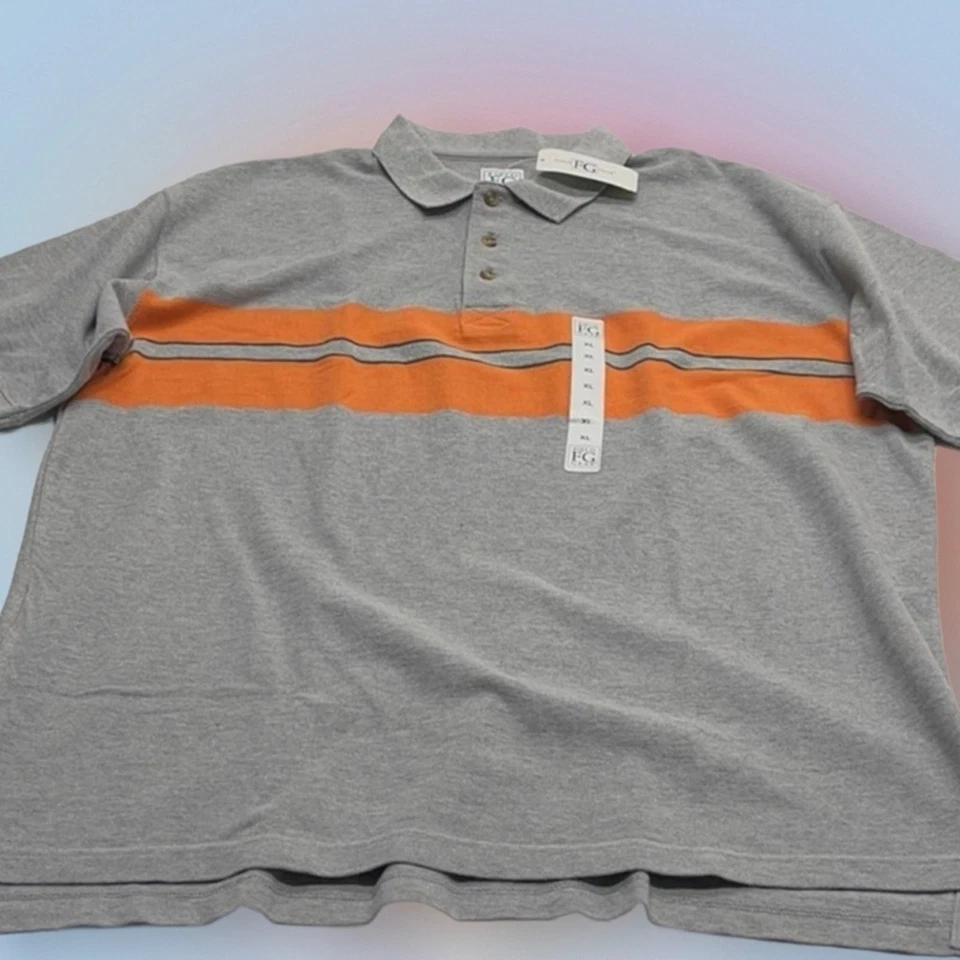 Camisa polo masculina listrada cinza laranja GG Field Gear - Imagem 2 de 4