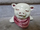 VTG Shawnee Pottery Co Smiley Pig Cookie Jar REPLACEMENT LID Red Scarf 5.5" Tall