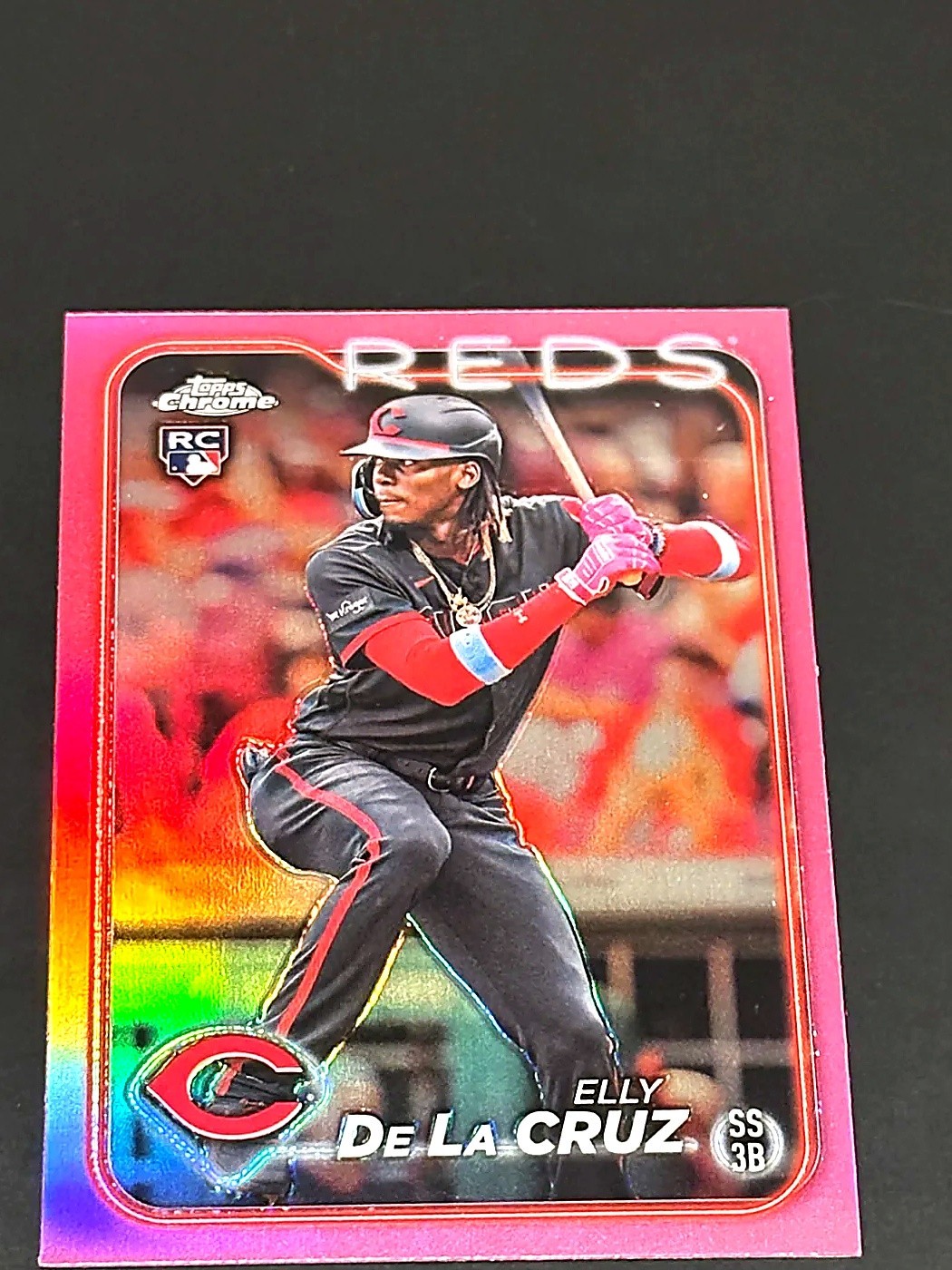Elly De La Cruz 2024 Topps Chrome #44 Pink Refractor RC Reds