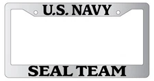 Chrome License Plate Frame U.S. Navy Seal Team Auto Accessory Military 207